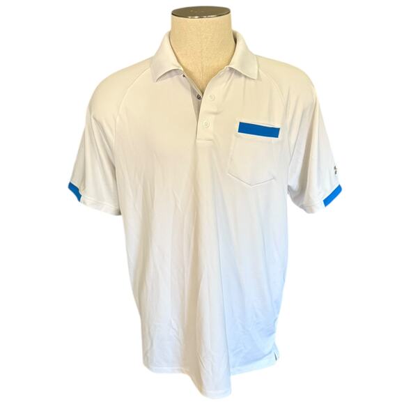 Under Armour Heatgear White Polo Loose Fit Shirt Size Large - Picture 1 of 4